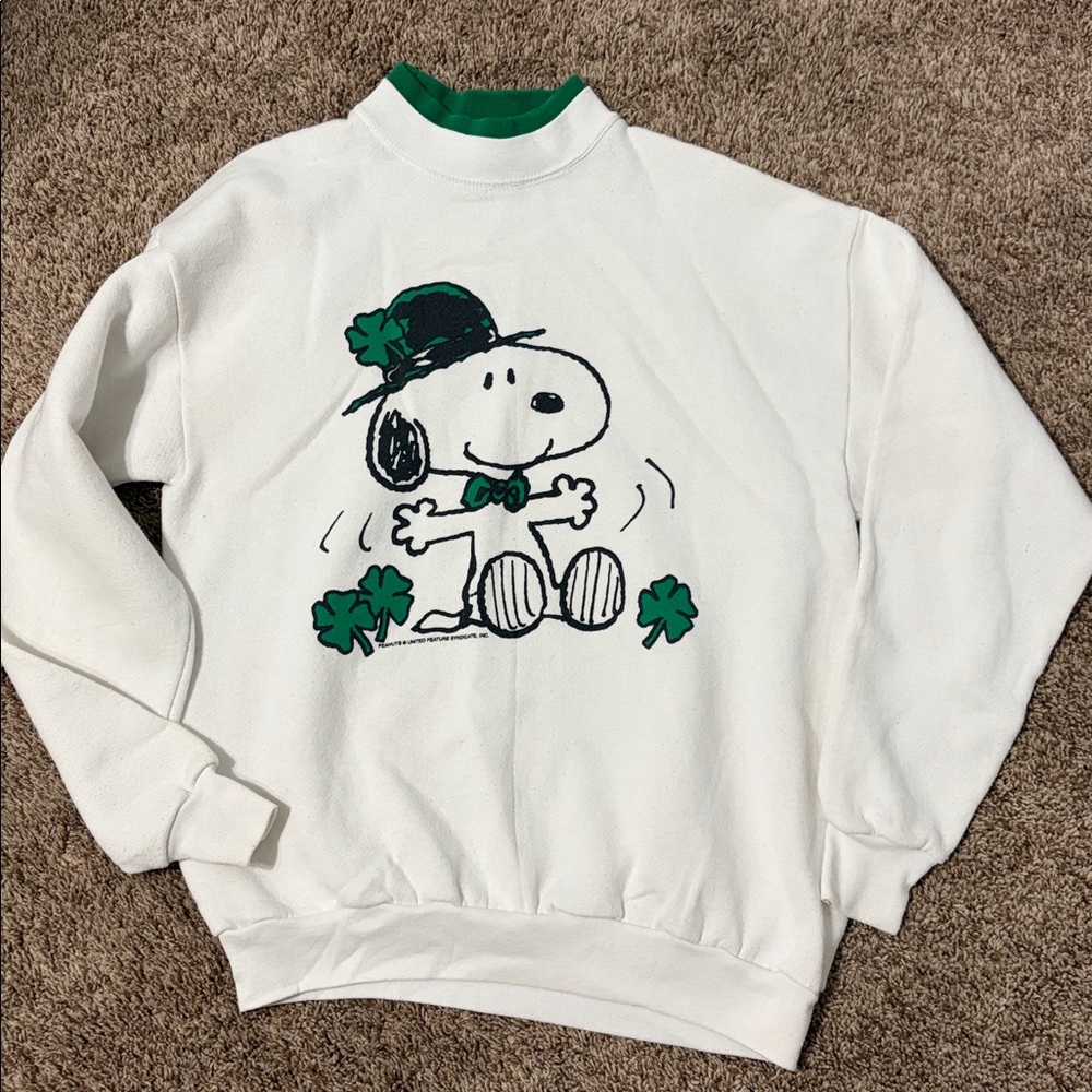 Vintage Peanuts Snoopy Shamrock St Patricks Day Sweatshirt Size m